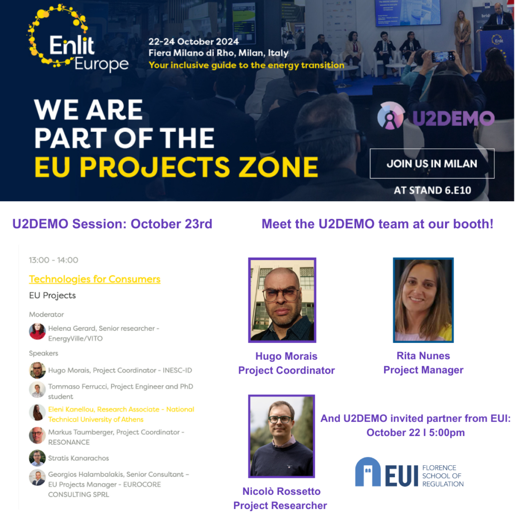 Between October 22 and 24, the U2Demo Horizon Europe project will be part of ENLIT 2024 in Milan, Italy.